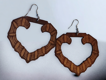 Load image into Gallery viewer, Medium sized  Wooden Bamboo hoop Earrings
