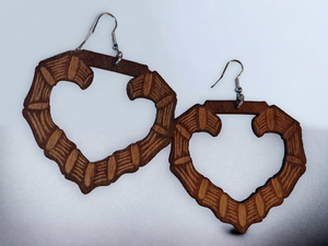 Medium sized  Wooden Bamboo hoop Earrings