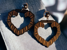 Load image into Gallery viewer, Clip on Medium sized  Wooden Bamboo hoop Earrings
