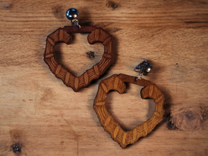 Clip on Medium sized  Wooden Bamboo hoop Earrings