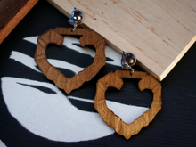 Load image into Gallery viewer, Clip on Medium sized  Wooden Bamboo hoop Earrings
