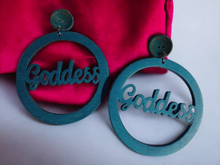 Load image into Gallery viewer, Large Wooden Goddess statement clip on earrings
