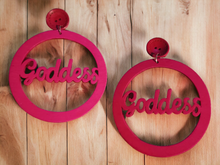 Load image into Gallery viewer, Large Wooden Goddess statement clip on earrings
