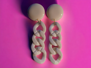 Handmade Acrylic Chain Hoop Clip on Earrings