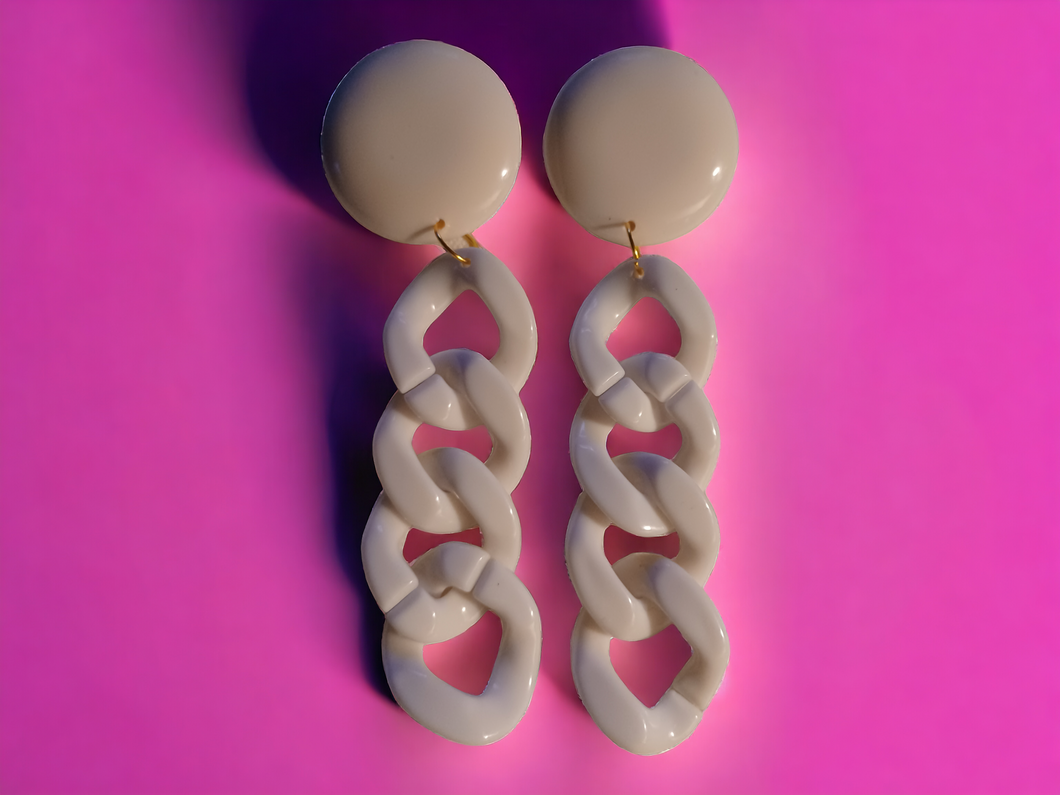 Handmade Acrylic Chain Hoop Clip on Earrings