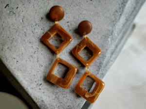 Handmade Acrylic dangle clip on earrings