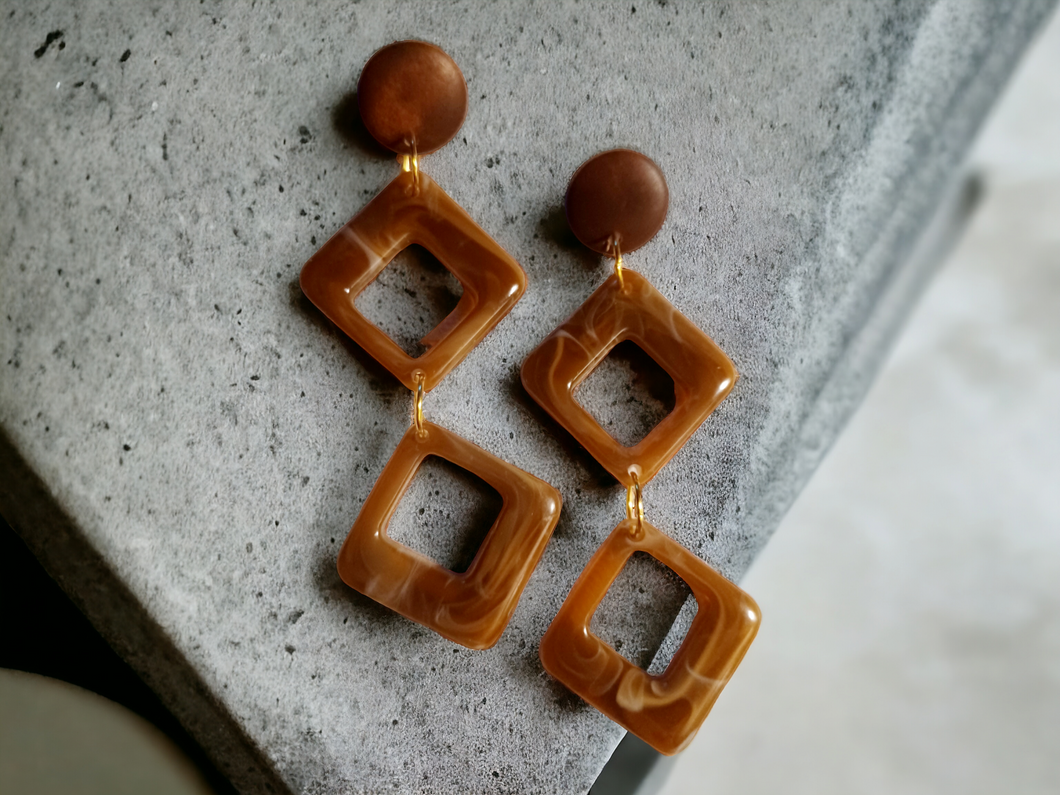 Handmade Acrylic dangle clip on earrings