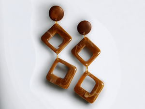 Handmade Acrylic and wood dangle earrings