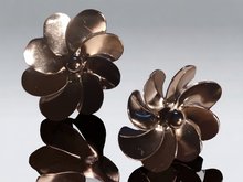 Load image into Gallery viewer, Large metal abstract flower earrings
