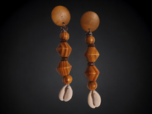 Load image into Gallery viewer, Handmade wood bead boho clip on earrings
