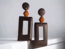 Load image into Gallery viewer, Handmade boho carved wood earrings
