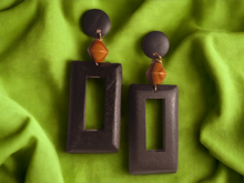 Load image into Gallery viewer, Handmade boho carved wood earrings
