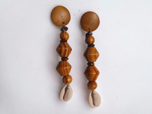 Load image into Gallery viewer, Handmade wood bead boho earrings
