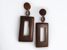 Load image into Gallery viewer, Handmade boho carved wood earrings
