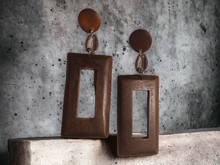 Load image into Gallery viewer, Handmade boho carved wood clip on earrings
