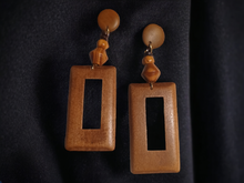 Load image into Gallery viewer, Handmade boho carved wood earrings
