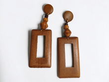 Load image into Gallery viewer, Handmade boho carved wood earrings
