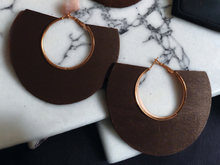 Load image into Gallery viewer, Large Metal and Wooden Hoop Earrings
