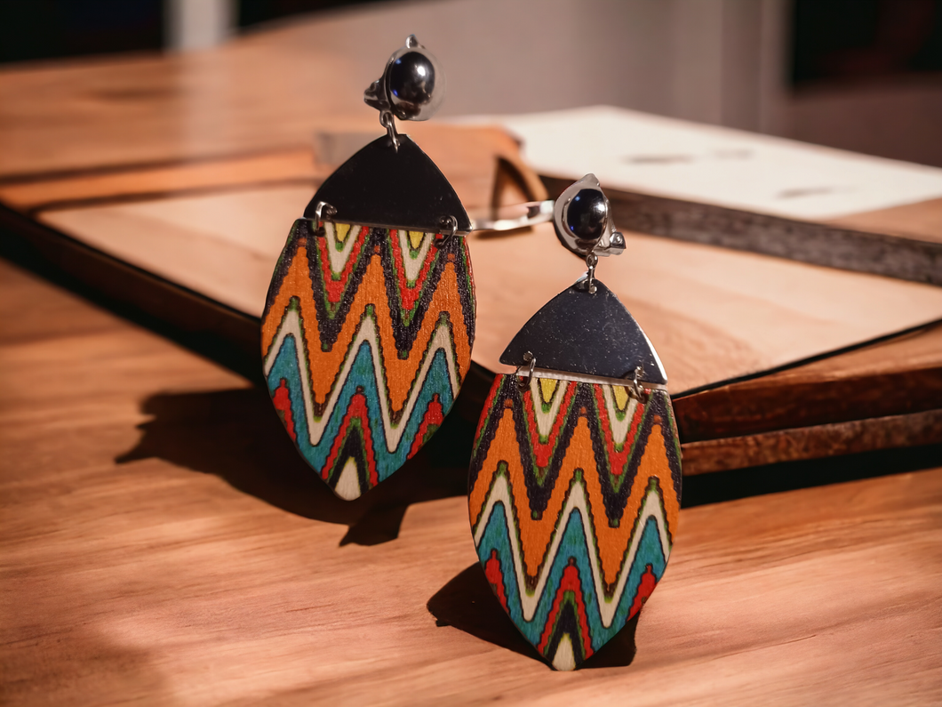 Abstract boho clip on earrings