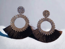 Load image into Gallery viewer, Extra large runway rhinestone tassel earrings
