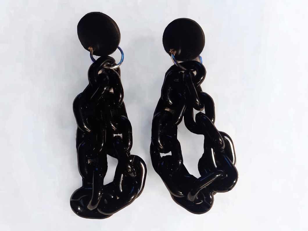 Black Acrylic Chain Earrings