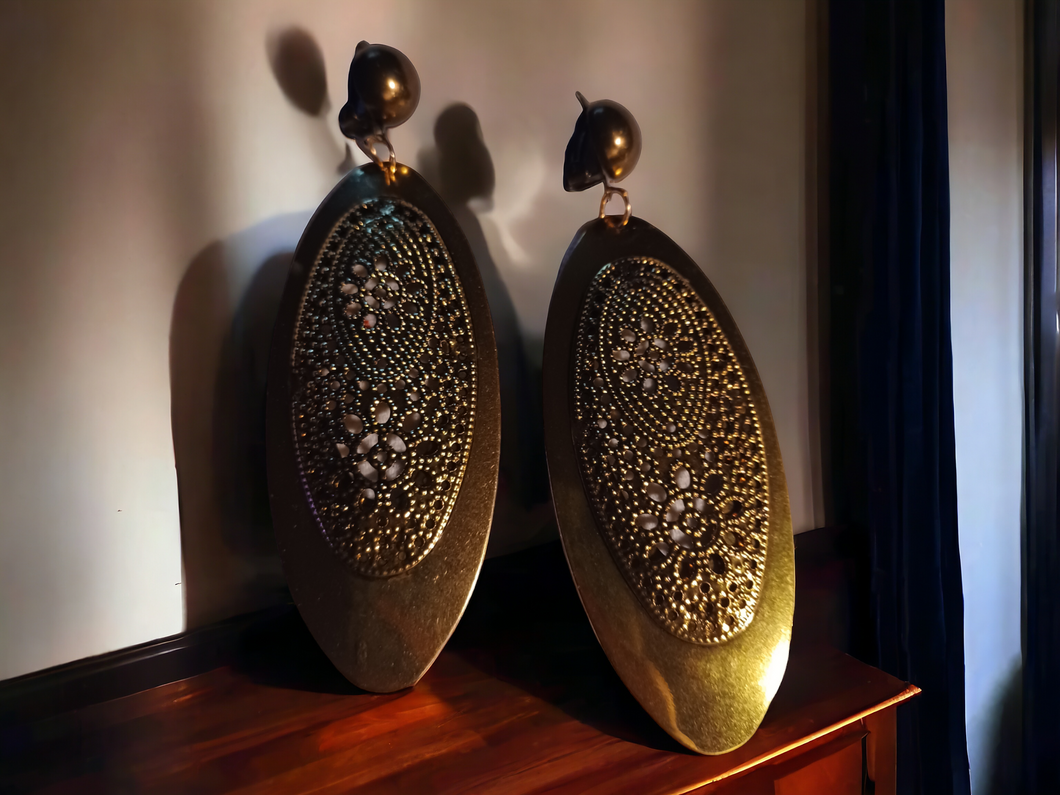 Rustic metal boho clip on earrings