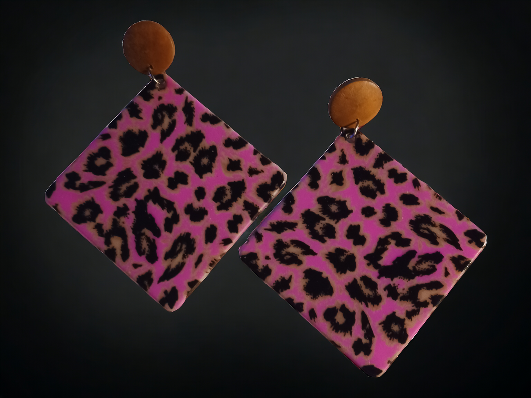 Extra large handmade acrylic animal print clip ons