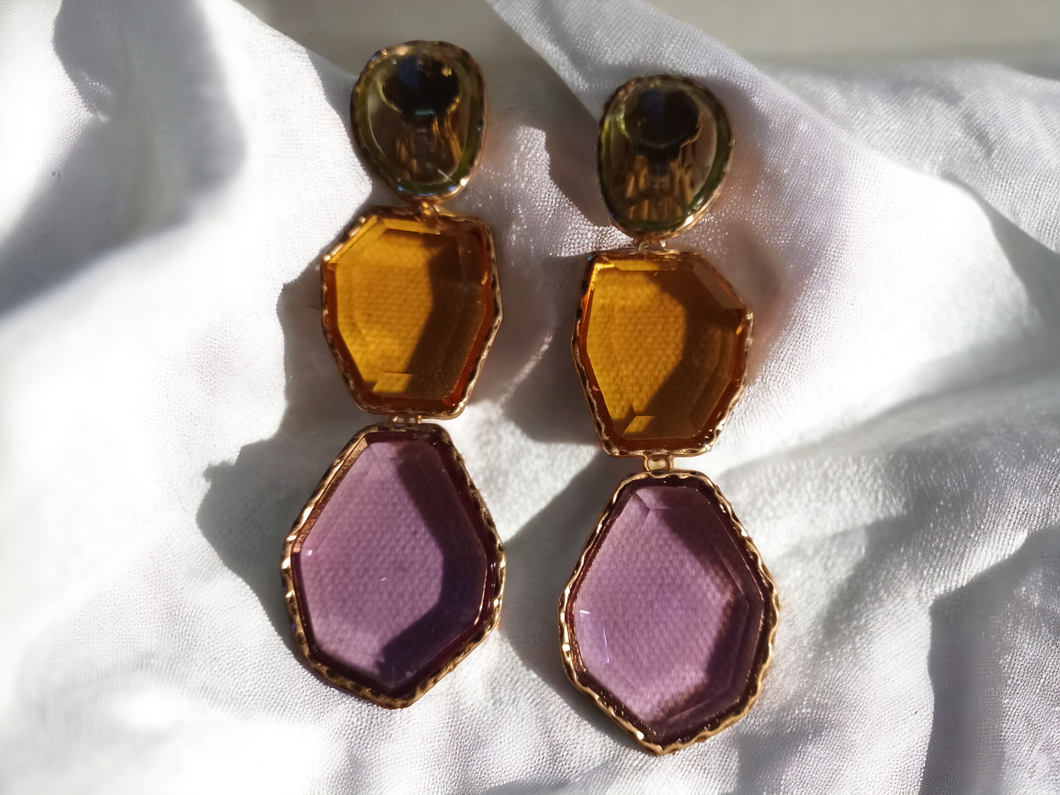 Chunky faux crystal Clip On earrings