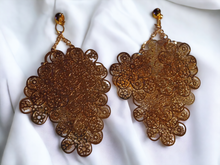 Load image into Gallery viewer, Giant Handmade daisy chandelier clip on earrings
