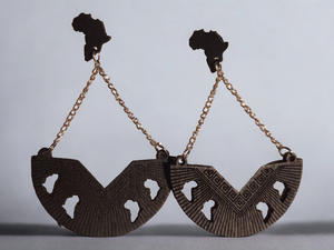 Unique Africa Chain Dangle Wooden Earrings
