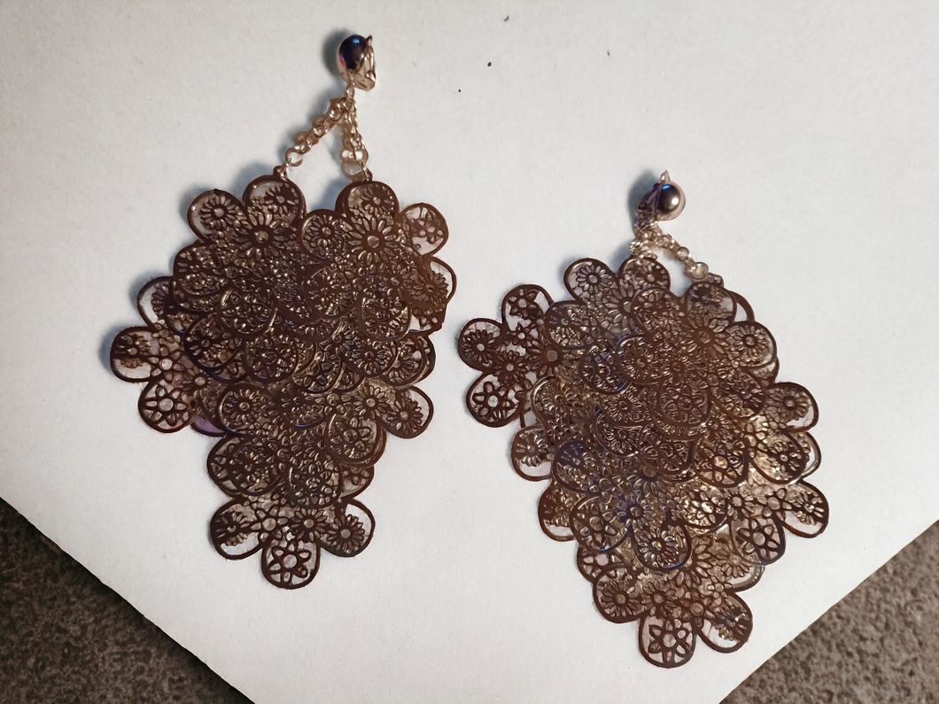 Giant Handmade daisy chandelier clip on earrings