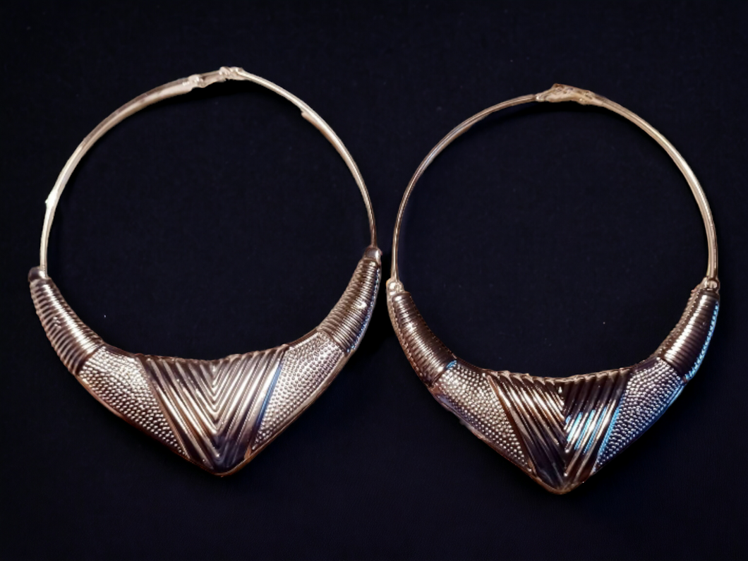 Giant Gold Fulani Tribal Inspired Hoop Earrings 6 in