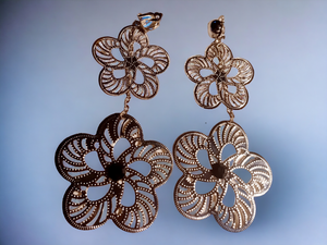 Handmade Hammered Metal Daisy Clip On Earrings