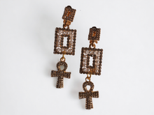 Load image into Gallery viewer, Handmade rhinestone Ankh Clip on earrings
