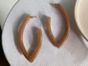 Large Lucite Mid century Hoop Earrings