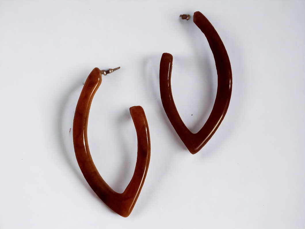 Large Lucite Mid century Hoop Earrings