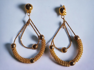 Gold metal mesh clip on hoops