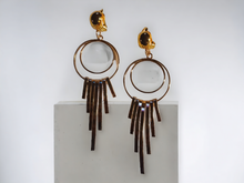 Load image into Gallery viewer, Handmade gold tassel clip on earrings
