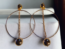 Load image into Gallery viewer, Handmade gold hoop and chain clip on earrings
