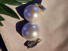Load image into Gallery viewer, Giant faux pearl stud clip on earrings
