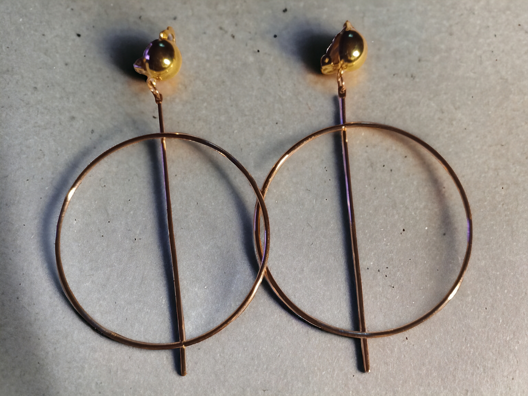 Minimalist gold hoop clip on earrings