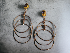 Light Gold metal multi hoop clip on earrings