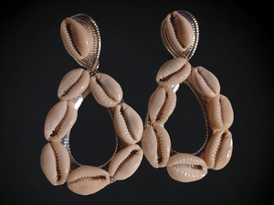 Handmade cowrie shell hoops