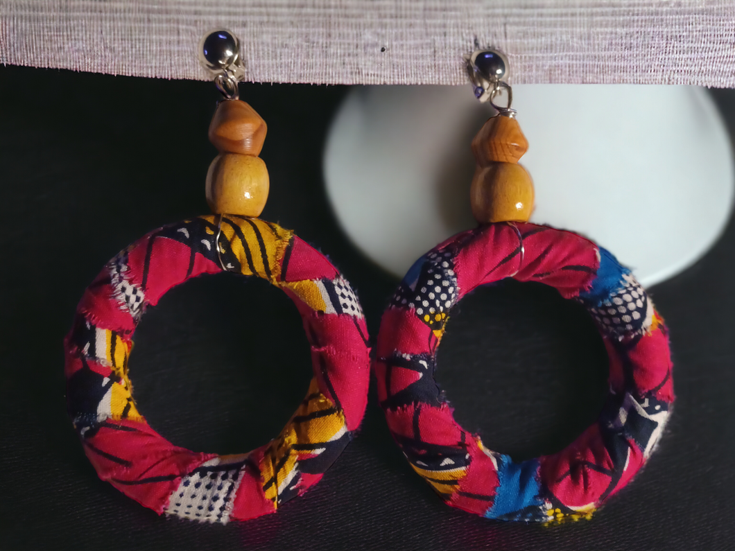 Handmade Clip on Ankara Hoops
