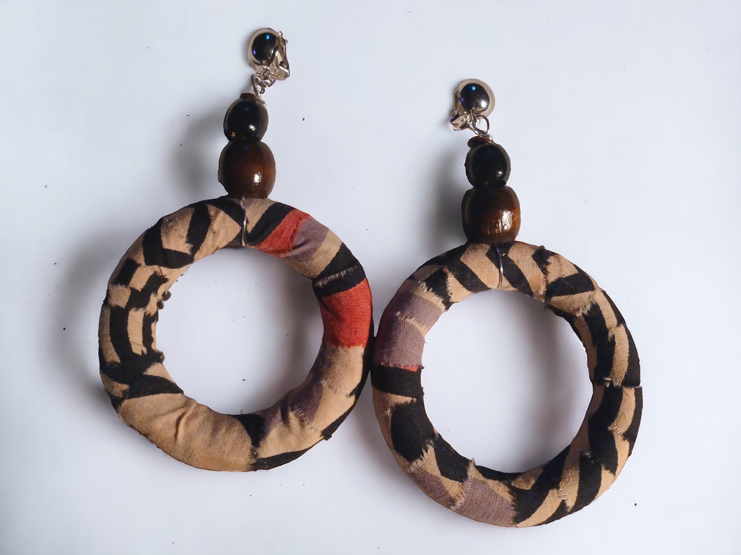 Handmade Clip on Ankara Hoops