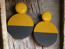 Load image into Gallery viewer, Extra large handpainted wood clip on earrings
