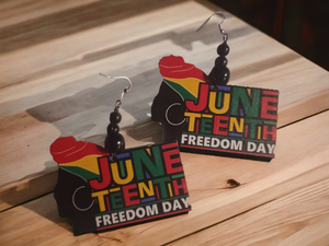 Handmade Wooden Juneteenth Earrings