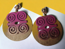 Load image into Gallery viewer, Handmade adinkra symbol clip on earrings
