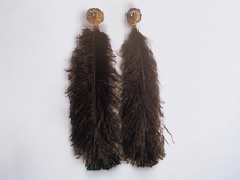 Load image into Gallery viewer, Handmade Feather clip on earrings 10 inch
