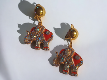 Load image into Gallery viewer, Rhinestone Lucky African Elephant Clip On Earrings
